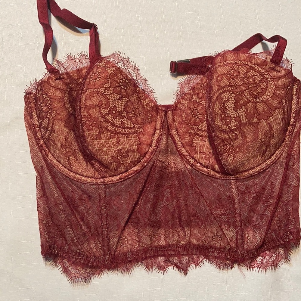 Victoria Secret Dream Angels Longline Bra. Wine Colored. 36D. New Without Tags